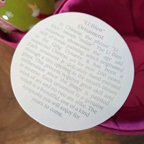 VTG PIER 1 Exclusive Li Bien Painted Glass 2006 Christmas Ornament Green/Multi - Picture 8 of 15